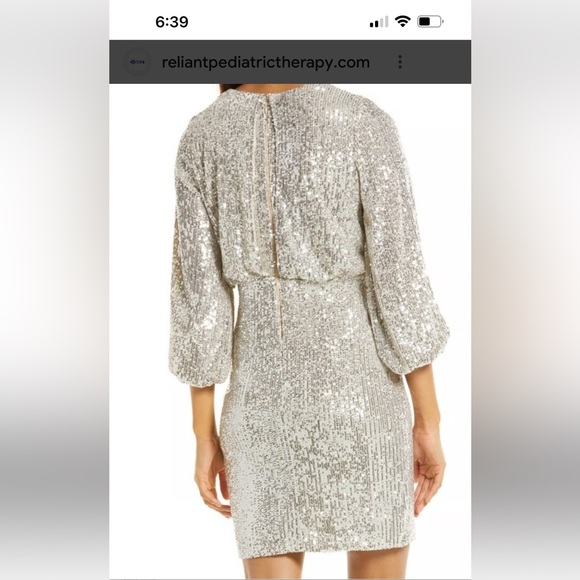 Elijah J Sequin Blouson Sleeve Dress - Picture 3 of 14